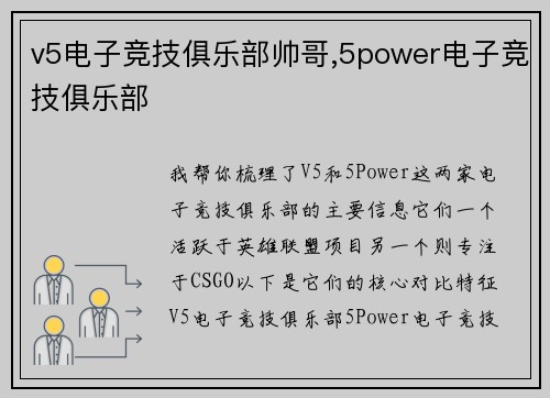 v5电子竞技俱乐部帅哥,5power电子竞技俱乐部